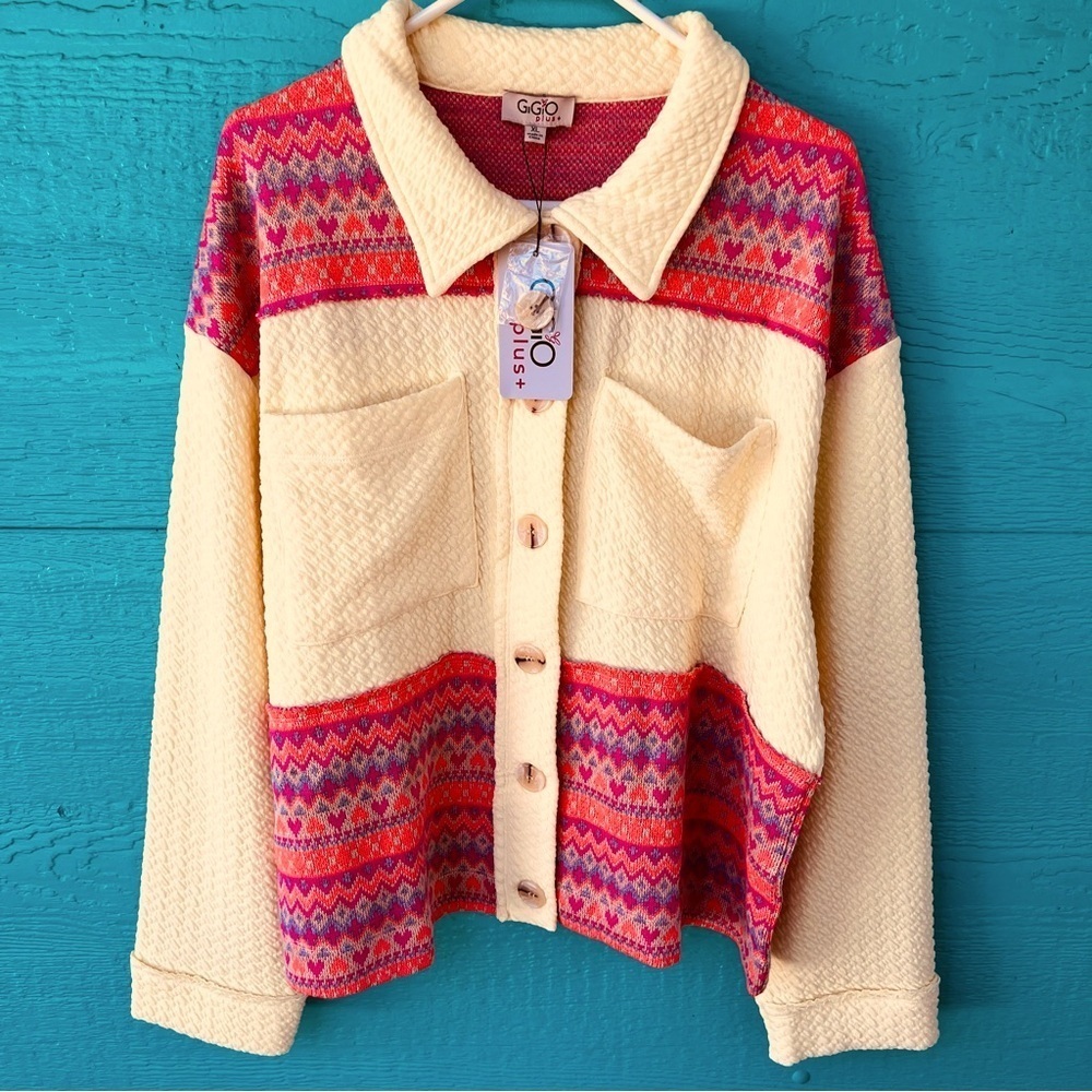 LIGHTWEIGHT SQUISHY SOFT WAFFLE SWEATER SHACKET SIZE XL NWT PLUS SIZE